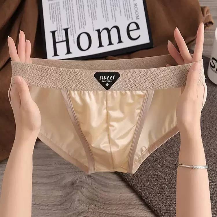 QS Sexy Ice Silk Satin Breathable Briefs