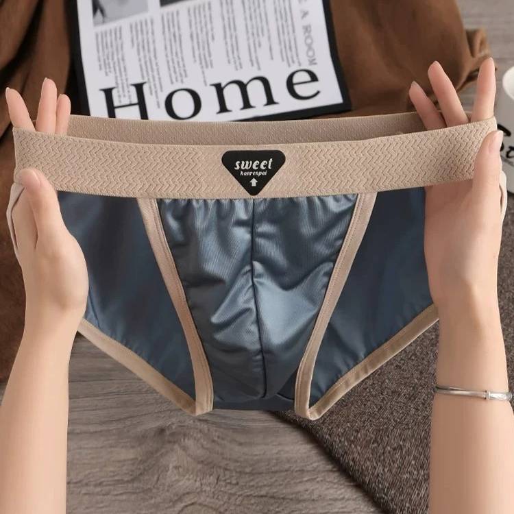 QS Sexy Ice Silk Satin Breathable Briefs