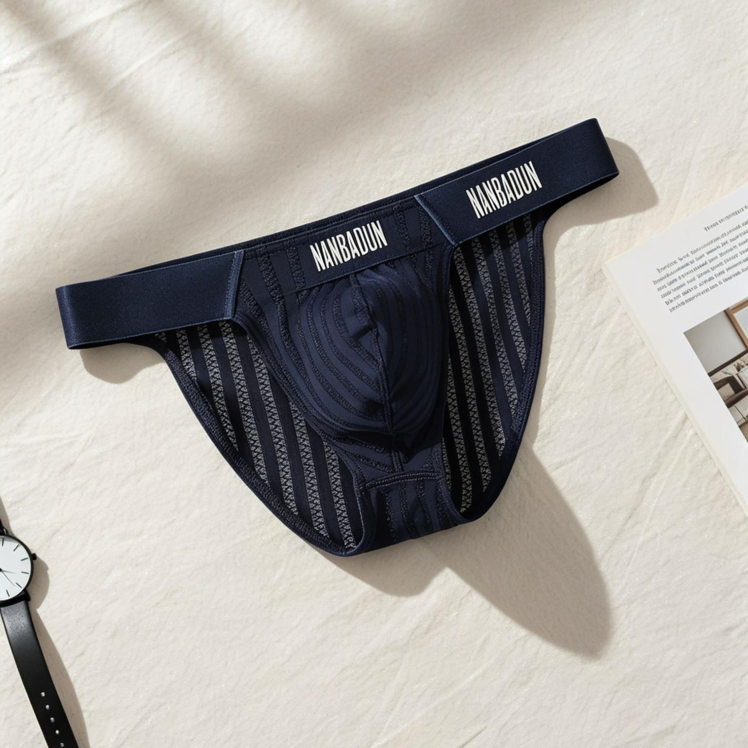 ZD【Anniversary Sale】 Vertical Lace Mesh Breathable Low Rise Men Briefs
