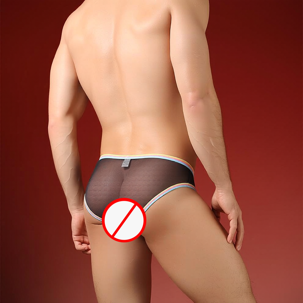 Rainbow-edged mesh breathable briefs