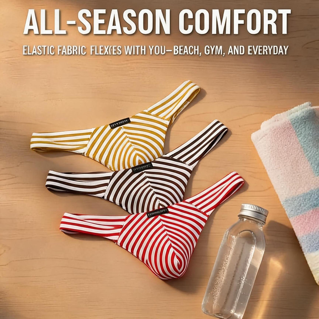 ZD【New Arrival Discount】Eye‑Catching Striped Breathable Slim‑Fit Men Thong