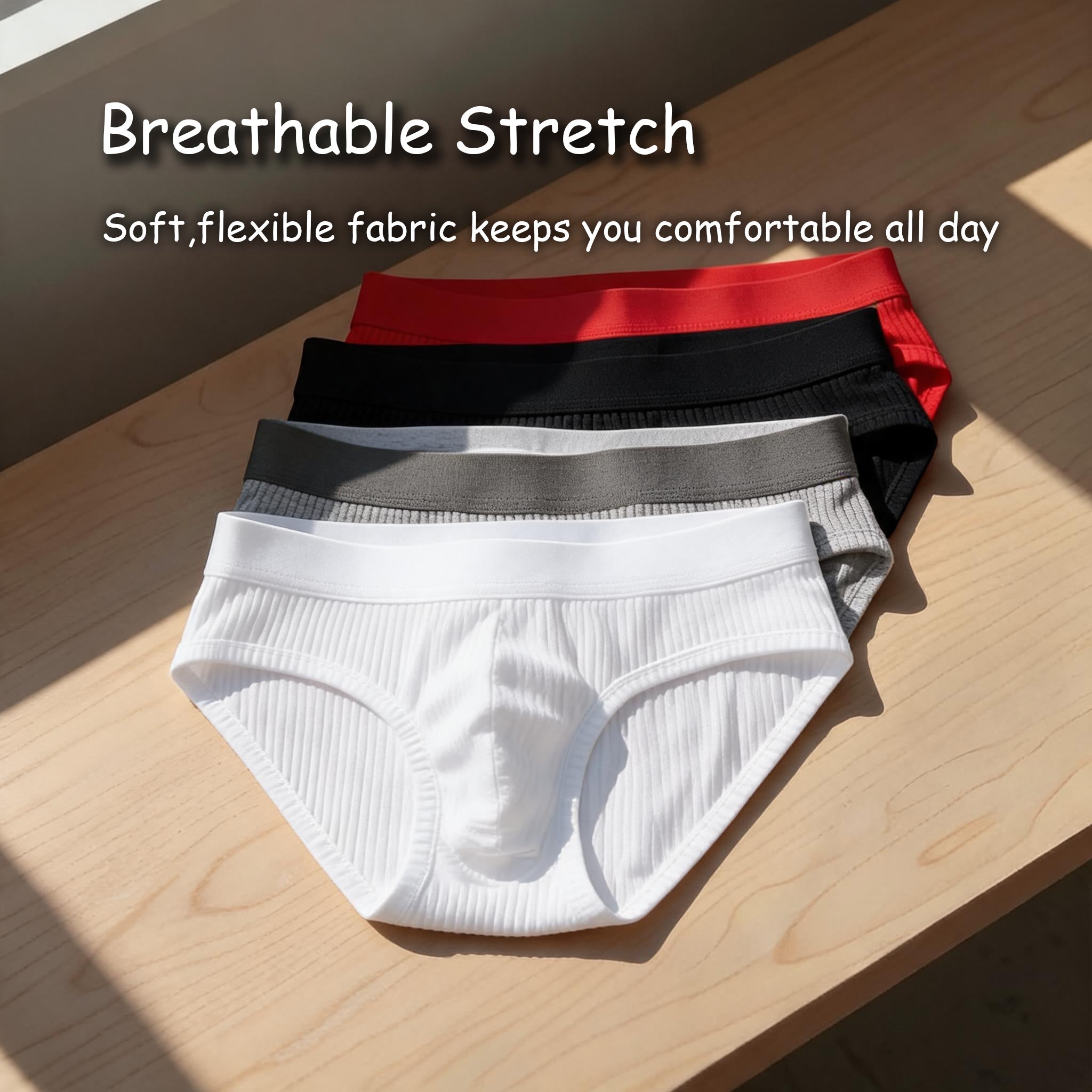QS Ribbed Cotton Breathable Sexy Briefs