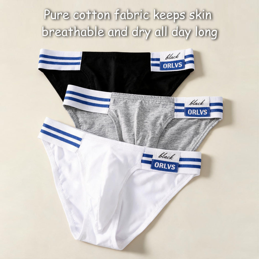 Striped Label Cotton Men's Briefs