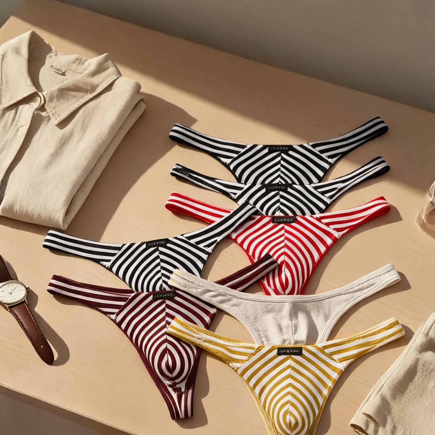 ZD【New Arrival Discount】Eye‑Catching Striped Breathable Slim‑Fit Men Thong