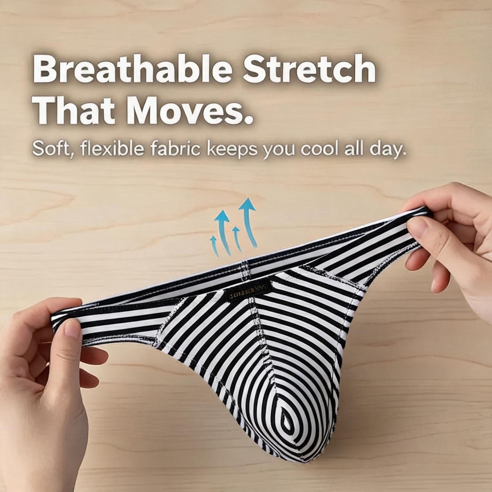 ZD【New Arrival Discount】Eye‑Catching Striped Breathable Slim‑Fit Men Thong