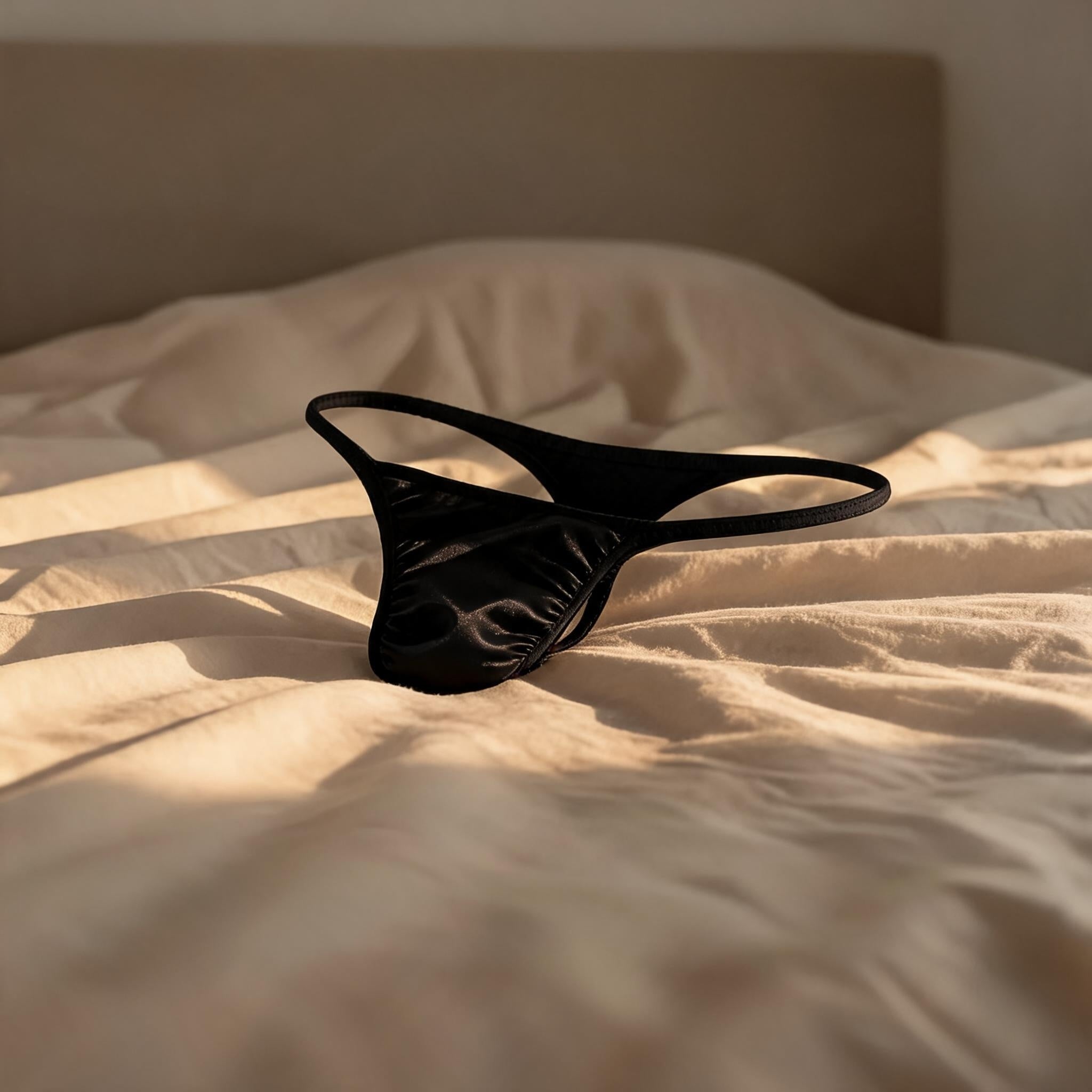 ZDGlossy Satin Thin Strap Thong