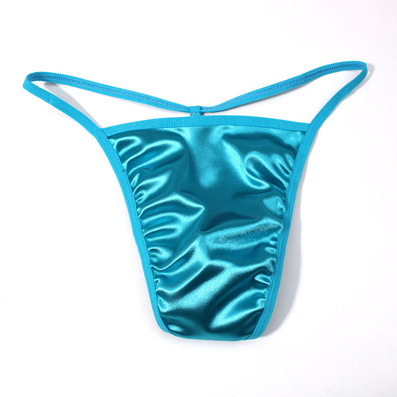 ZDGlossy Satin Thin Strap Thong