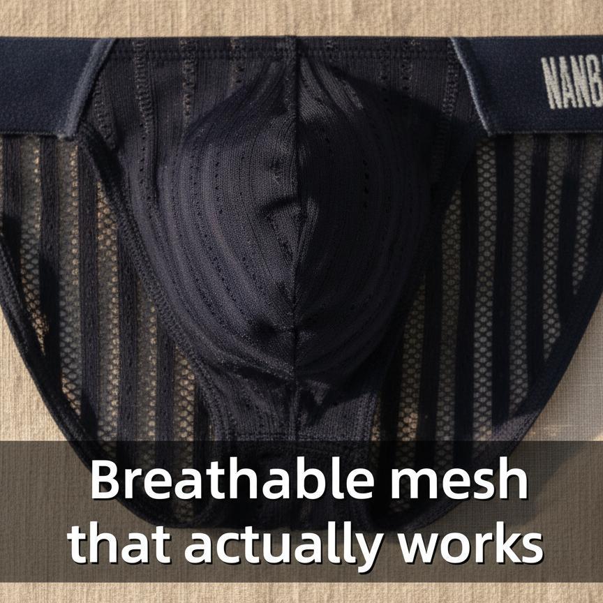 ZD【Anniversary Sale】 Vertical Lace Mesh Breathable Low Rise Men Briefs
