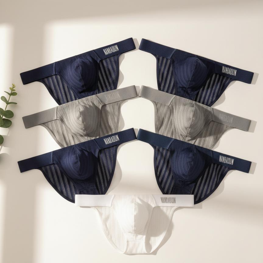 ZD【Anniversary Sale】 Vertical Lace Mesh Breathable Low Rise Men Briefs