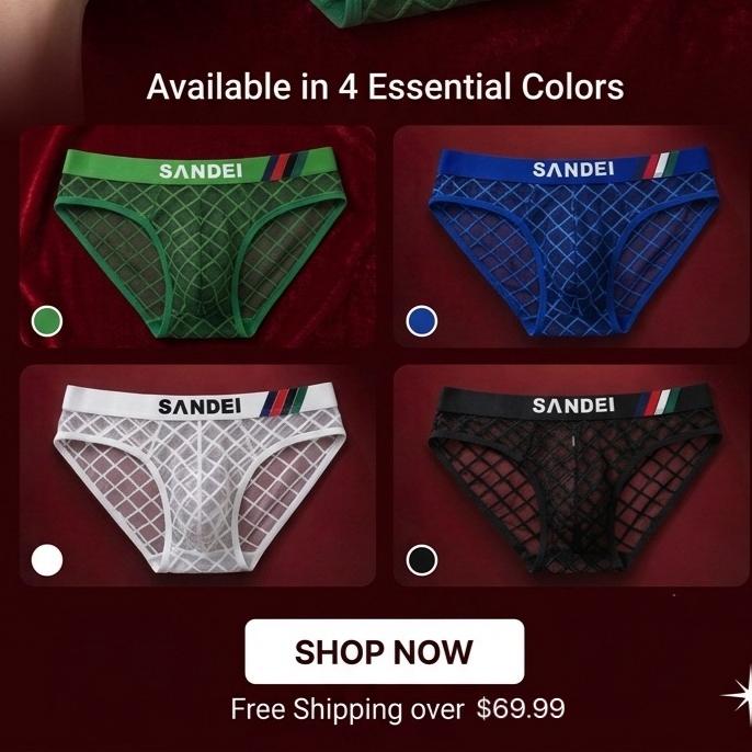 ZD【Limited Time Offer 】Grid Lace Wide Waistband Sporty Comfort Men's Underwear