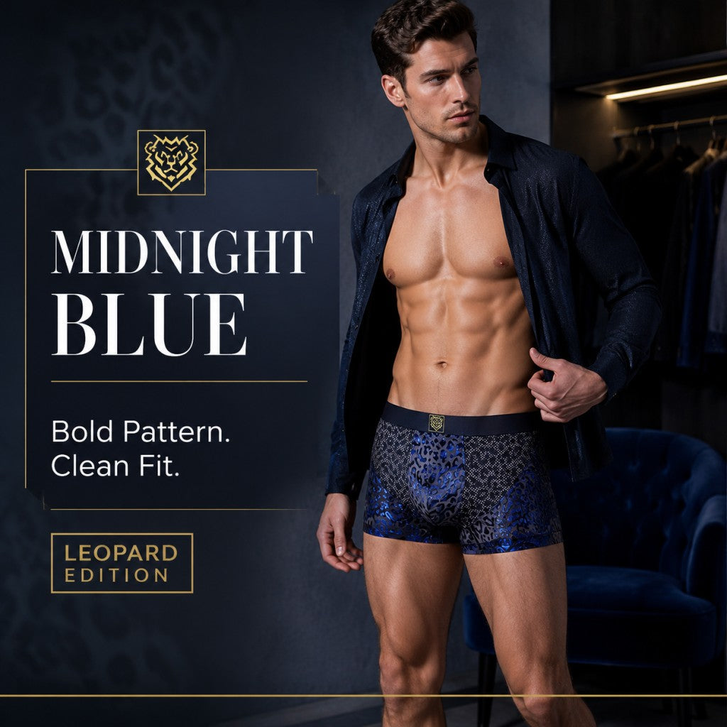 Mesh patchwork jacquard leopard print breathable boxer briefs