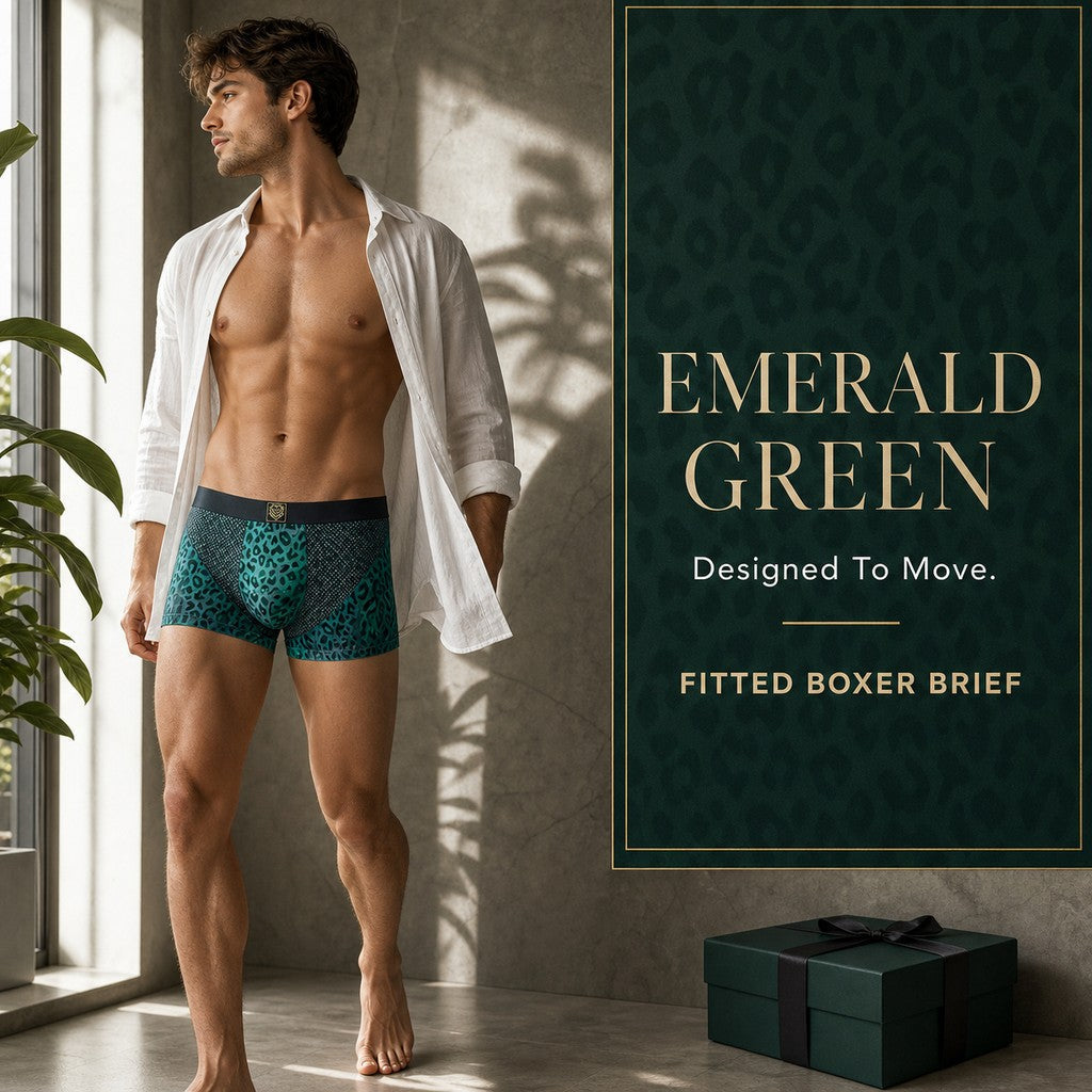 Mesh patchwork jacquard leopard print breathable boxer briefs