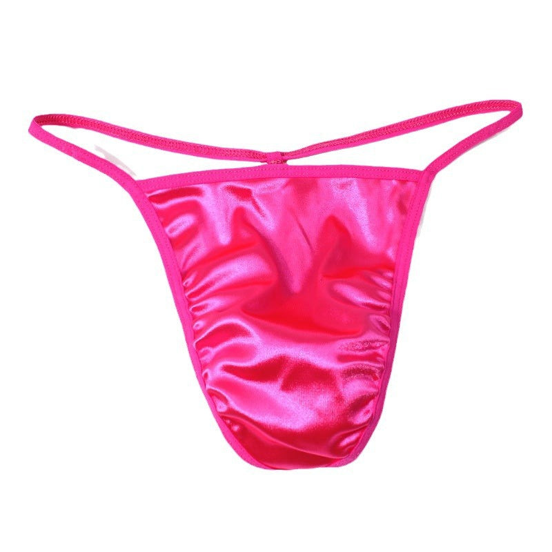ZDGlossy Satin Thin Strap Thong