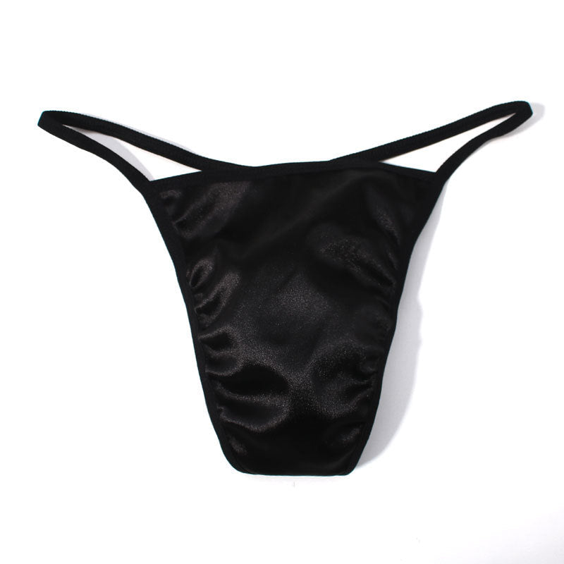 ZDGlossy Satin Thin Strap Thong