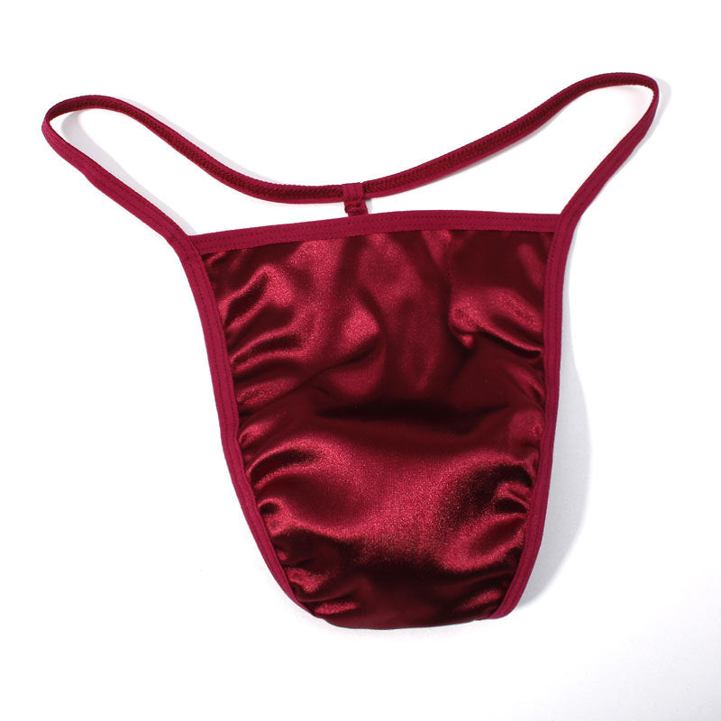ZDGlossy Satin Thin Strap Thong