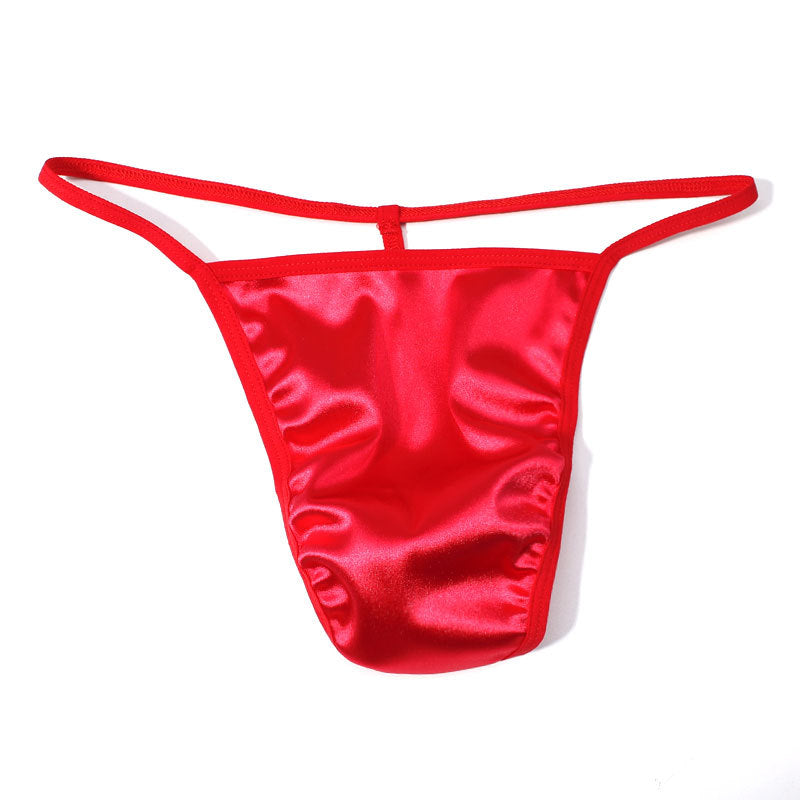ZDGlossy Satin Thin Strap Thong