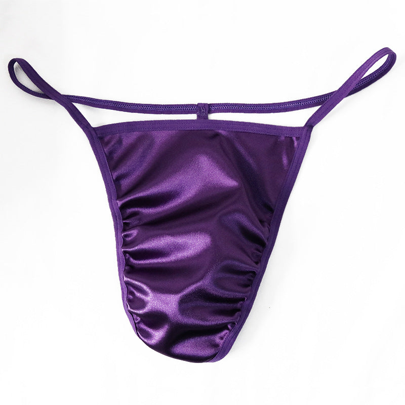 ZDGlossy Satin Thin Strap Thong